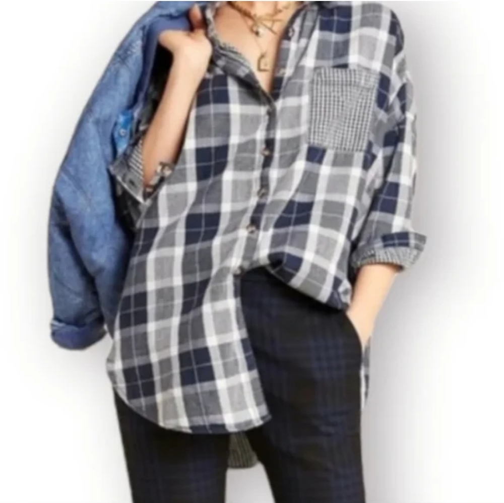 Anthropologie Pilcro Boyfriend Plaid Shirt Size XS/S